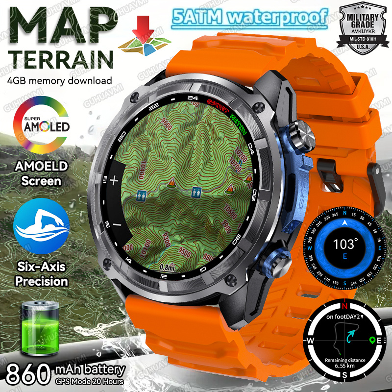 Android Smartwatch Accessories - 2025 New Terrain Map GPS Смарт-часы