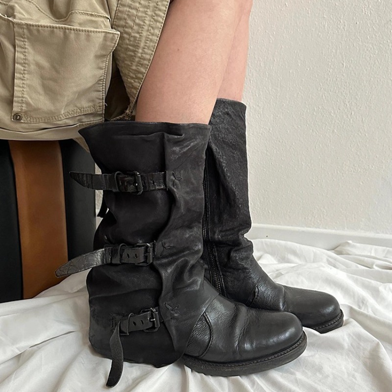 Leather Classic Strap - Классические женские ботинки в стиле ретро